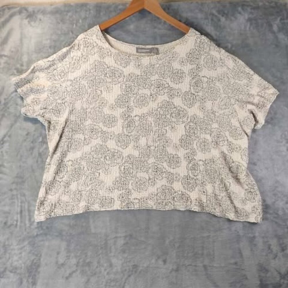 Croft & Barrow Womens Textured Top 2X Beige Stretch Neutral Minimalist Casual
